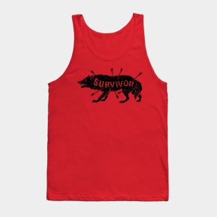 Vintage Wolf Shirt - Survivor - Hipster Rustic Distressed Tank Top